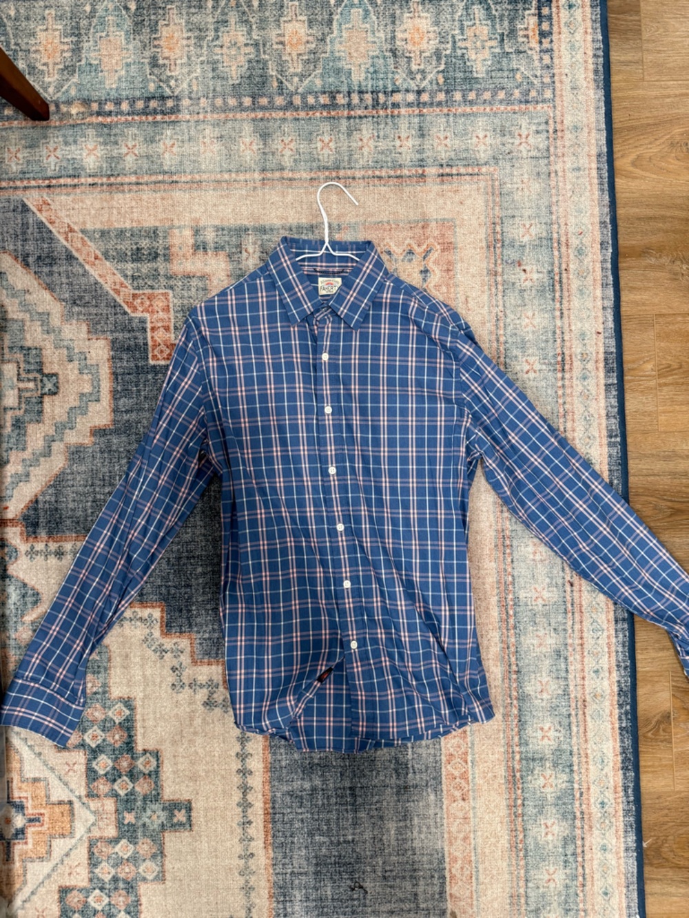 Faherty Blue and Pink Plaid Button-Down Shirt